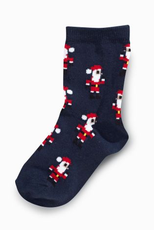Blue Christmas Socks Five Pack (Older Boys)